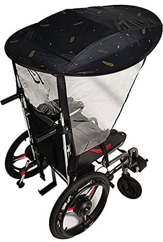 XBDLYQBD Universal Electric Wheelchair Canopy Awning, UV Resistant Sun Shade Rain Cover, Water Tear Resistant Rain Protection Wheelchair Folding Cape Canopy for Most Wheelchairs