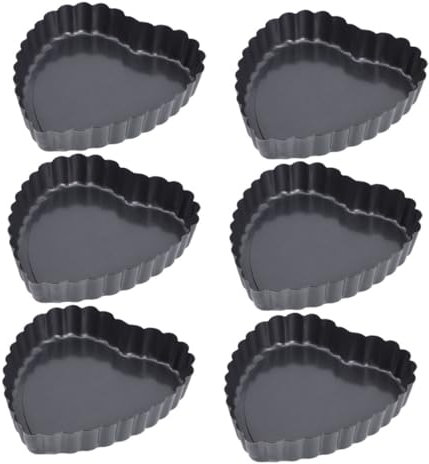 CONGARTENO 6pcs Elegant Wavy Edge Heart Tart Pan Dish Mini Heart Muffin Pan Nonstick Great for Baking for Weddings Home Decor Special Occasions