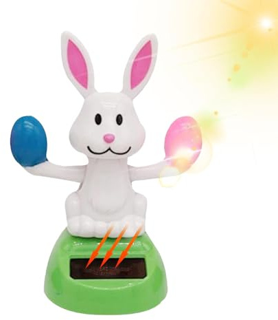 Solar Dancing Figurines - Wobble figure toy, Solar powered bunny, Easter bunny figurine | Creative Bunny Holding Eggs Solar Dashboard Toy, Solar powered ornament for Bedroom Office Car