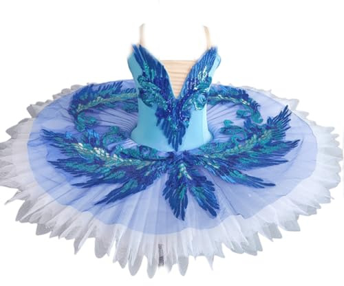 Blue,130,Flickor Professionell Balett Tutu-klänning Barn Prinsessfat Pannkaka Svansjön Ballerinakostymer Scendanstävling Festdräkt