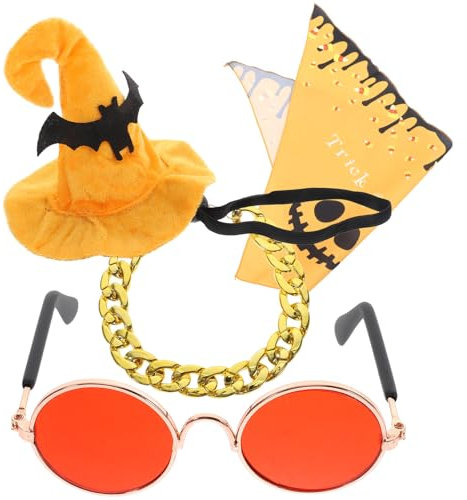 Happyyami 1satz Halloween-kostümen Für Haustiere Teiliges Mit Skull Cat-Hut Und Bandana Für Halloween-Cosplay Und Partys Leichtem Plüschmaterial Für Katzen Und Hunde
