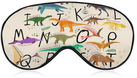 Bequemer Augenschutz für die Nacht, süße Augenabdeckung mit Alphabet-Dinosaurier, weiches elastisches Band für Damen und Herren