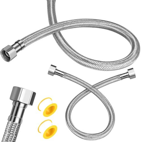 2 Stk Flexschlauch 3/8 Zoll, Panzerschlauch 3/8 Zoll Überwurf x Innengewinde, Edelstahl 30cm Armaturenschlauch Wasseranschluss Verlängerung für Wasserhahn Eckventil Anschlussschlauch