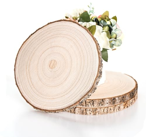 3 dischi in legno naturale da 20–23 cm – Decorazione rustica per tavolo, matrimoni, Natale, fai da te, sottobicchieri o portafoto – Spessore 1,5 cm con corteccia