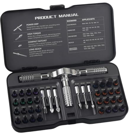 Juego de destornilladores de atracción 40 en 1, mango en T, llave de carraca, kit de llave de carraca de aleación de acero magnético