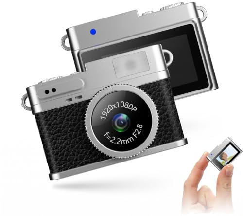 Bewinner TASTHCHAIN ​​CAMERA RETRO Digital - Video 1080p Video Mini Fotocamera Portatile, Foto da 2 MP, Videocamere Digitali retrò a Schermo 0,96 Pollici con 6 Filtri e Flash LED (BLACK)