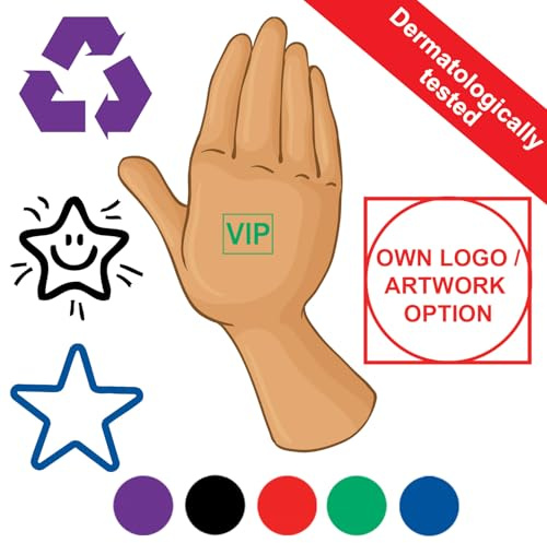 19mm Self-Inking Hand Stamp. Skin Safe, Dermatologically Tested. 5 Ink Colours. Choice of Image or Submit Personalised Own Image/Logo
