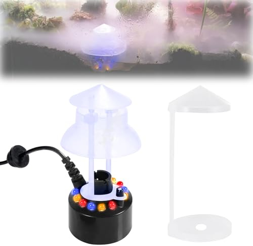 GOEDCH Nebulizzatore ad ultrasuoni con 12 luci a LED, 24 V, nebulizzatore a ultrasuoni, Fogger, nebulizzatore a ultrasuoni, per acquario, stagno, vaso, giardino roccioso (spina UE)