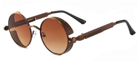 Rummyluck Gafas de Sol Hombre y Mujer Retro Redondas Círculo Vintage Metálico Steampunk Protección UV400