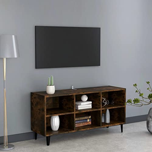 HETFTJN Mobile TV Lowboard per affumicatura, 103,5 x 30 x 50 cm, con 6 scomparti e quattro gambe in metallo, moderna credenza per soggiorno, camera da letto, ufficio