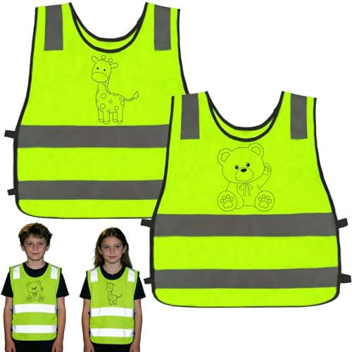 Henjunu Chaleco Reflectante Niño 2 PCS,Chaleco de Seguridad Reflectante,Chaleco de Alta Visibilidad,para una Mejor Visibilidad de Noche para Hacer Deporte,Bicicleta,Colegio
