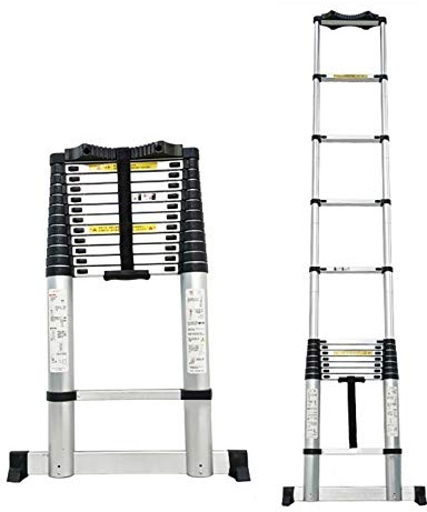 CLSDRZC Teleskopleiter 8 m/ 7 m/ 6 m/ 5 m/ 4 m/ 2 m/ 1 m hoch, ausziehbare Teleskopleiter für den Dachboden und den Außenbereich, 330 Pfund Tragkraft