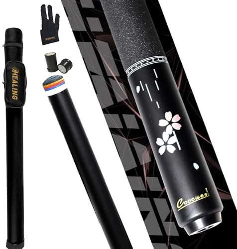 Taco de billar profesional de fibra de carbono con funda, 2 piezas para principiantes, cabeza de 12,5 mm, conector de 10 dientes, pata trasera de madera tecnológica, 58 pulgadas, adecuado para sala de