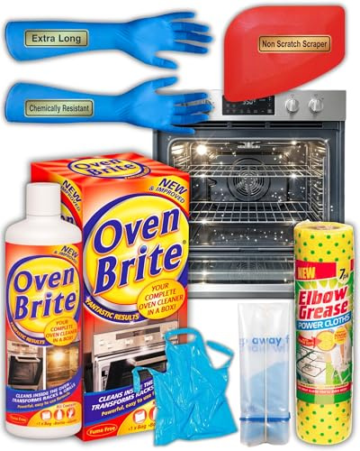 Professional Oven Cleaner Kit - Heavy Duty Oven Brite Fume-Free Deep Clean Kit - with Cleaning Bags for Racks, Extra Long Gloves, Power Cloths and Non-Scratch Scraper - Grills, BBQ, Air Fryer and More