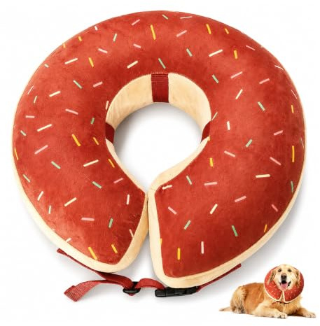 Aufblasbare Halskrause Hund,Hundekragen Leckschutz mit Verstellbarer Schnalle,HMCEY Inflatable Collar Dog,Schutzkragen Hund Weich,Halskragen Katze Nach Op für Kleine, Mittlere und Große Haustiere - L