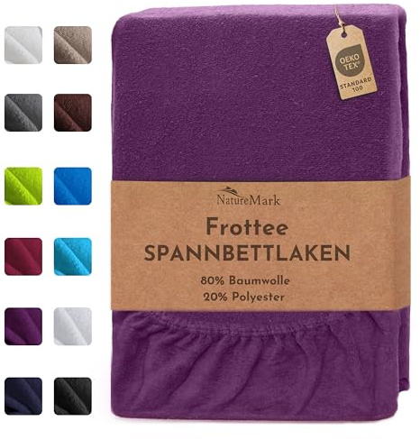 NatureMark FROTTEE Spannbettlaken, Spannbetttuch TOP Preis-Leistungs-Verhältnis in vielen Größen und Farben MARKENQUALITÄT (90x190 - 100x200 cm, lila)