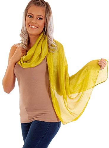 DOLCE ABBRACCIO by RiemTEX ® Schal Damen PRIMA DONNA Stola Tuch aus Wildseide in Grün-Gelb Tücher in 31 Unifarben Halstücher Seidentuch Schals Damen Halstuch Seidenschal (Lichtgrün)