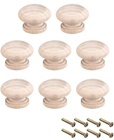 sourcing map 8Stk Runde Holzknöpfe Möbel Kabinett Küche Zuggriffe 34mm Dmr | Holz, Für Kleiderschrank Kleiderschublade