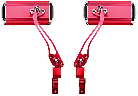 SuperglockT 1 Paar HD Fahrradspiegel bruchsicher Lenker Rückspiegel 12.5x4.5cm großer Lenkerspiegel 360 Grad drehbar für MTB Fahrrad Rennrad Mountainbike Rollstuhl Kinderwagen(Rot)