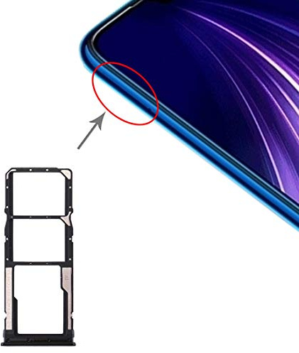 Chariot plateau de logement tray porte carte nano Sim1+ SIM 2 + fente slitte logement mémoire micro SD carte compatible pour XIAOMI NOTE 8/NOTE 8T (Noir)