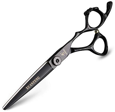 XUAN FENG Schwarze Schleife Barber Schere 15,2 cm Haarschere Friseur Japan 440C Schneiden und Effilierschere Set (Schneidschere, schwarz)