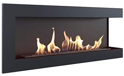KRATKI TÜV Eck-biokamin 1200x280 mm Wandkamin Ethanol Biokamin Dekokamin schwarz