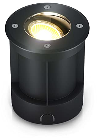 lambado® LED Bodenstrahler für aussen IP67 - Wasserdicht & Befahrbar inkl. 230V 3W GU10 Strahler neutralweiss - Runder Bodeneinbaustrahler/Bodenleuchte aus Edelstahl für Terrasse & Garten