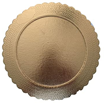MAQA Soporte para tartas redondo cartón prensado de 20 a 32 cm de diámetro, bandeja debajo de la puerta de cartón dorado 63/28 cm