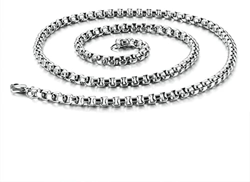 Beydodo Halskette Herren 55 cm Edelstahl, Erbskette 6MM Breite Hip Hop Kette Silber Partnerkette für Männer Jugend