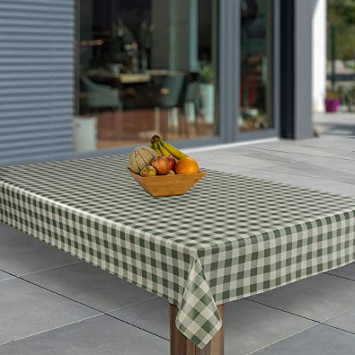 laro Wachstuch-Tischdecke Abwaschbar Garten-Tischdecke Wachstischdecke PVC Plastik-Tischdecken Eckig Meterware Wasserabweisend Abwischbar, Muster:Grün Weiß Karo, Größe:110x180