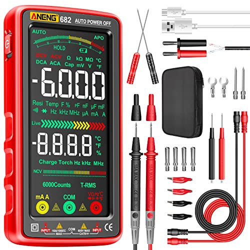 ANENG Multimeter Tester,Farb-LCD, 6000-Zähler,Voltmeter,Intelligentes Lademessgerät,Misst AC/DC-Strom,NCV,Spannung,Ohm,Ampere,Widerstand,Diode,Durchgang,Kapazität,Temperatur