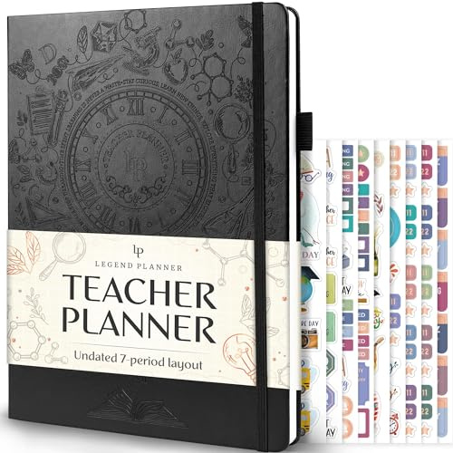 Legend Teacher Planner – Undated Lesson Plan Book for Teachers with Weekly & Monthly Calendars - Classroom Organization & School Year Planner – 21.5 x 28cm Hardcover (Black Debossed)