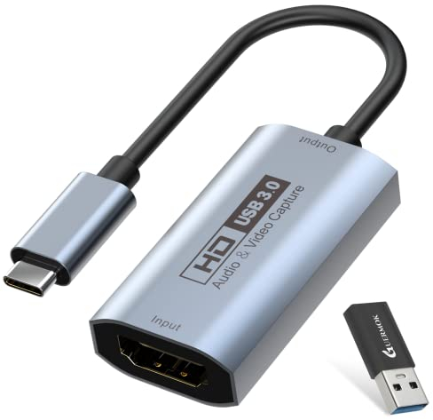 Guermok Carte de Capture vidéo USB3.0 HDMI vers USB C, 4K Full 1080P60FPS Capture Devices pour Jeux vidéo en Direct, enregistreur vidéo, pour Windows Mac OS System OBS PS 4/5 Switch2/1