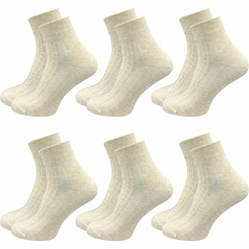 GAWILO Chaussettes diabétiques pour femme (6 paires) Sans élastique et sans couture | Socquettes veineuses non comprimantes avec bordure de confort (Beige, 39-42)