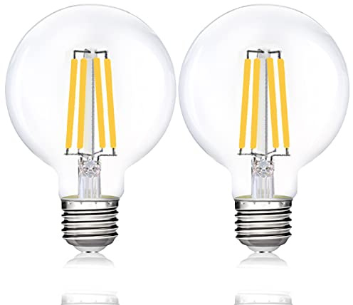 EXTRASTAR 8W G80 Vintage Edison E27 LED Light Bulb, 66W Equivalent, 900LM, 6500K Cool White Daylight Energy Saving Decorative Bulbs, Retro Antique Filament Lamp, Non-Dimmable, Pack of 2