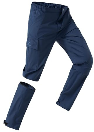 HCSS Pantalones de senderismo para hombre con cremallera, desmontables, transpirables, para senderismo, verano, protección solar, secado rápido, pantalones funcionales, ligeros, con cinturón, 5