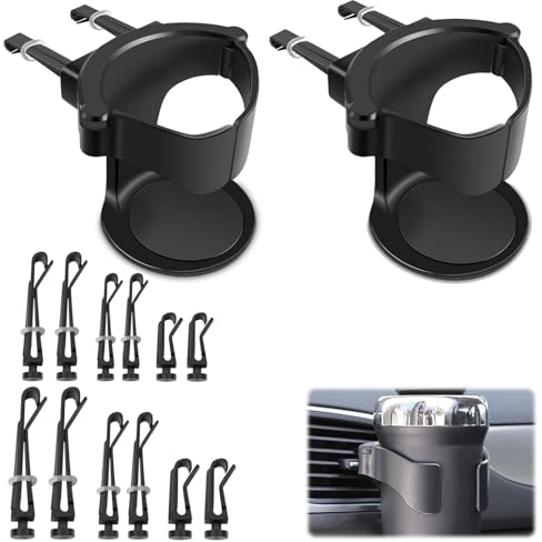 ZISHAN 2PCS Car Cup Holder Expander - Black Drink Holder for Cars, Coffee Cup Holder for Bottle, Thermos Cups and Beverage Cans