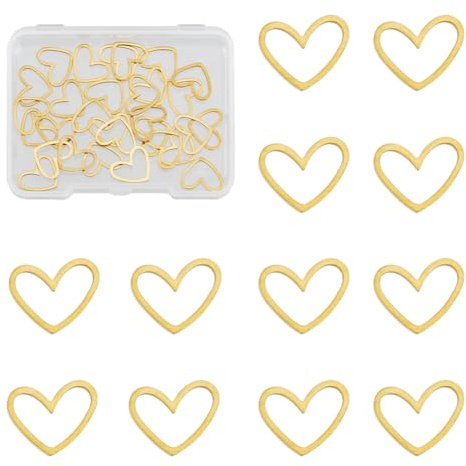 DICOSMETIC Herz Verbindungsringe Goldene Edelstahl Verbindungsringe Herz Schmuckverbinder Hypoallergene Hohle Anhänger Metallschmuck Verbindungsglieder für DIY Fußkettchen