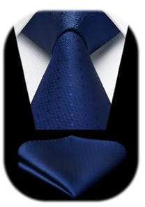 HISDERN Herren Krawatte Hochzeit karierte Krawatten Taschentuch Blumen Elegant Klassisch Krawatte & Einstecktuch Set