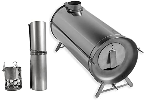 Camping Tent Stove with Chimney Pipe and Storage Bag, Portable Foldable Titanium Wood Burning Stove for Camping, Hiking, Backpack, Picnic and BBQ