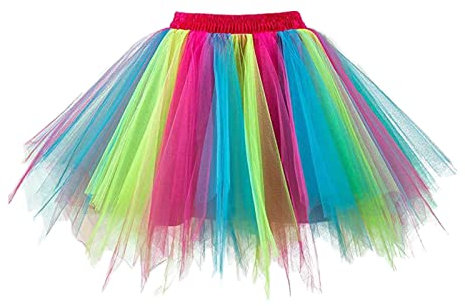 hehiy Tütü Damen Tutu Röcke mit 3-Lagen Tüll, Tütü Tüllrock Damen 80er Ballett Tütü Skirt Tanzröcke Karneval Kostüm TüLlrock Blau TüLlrock Schwarz Weiß Damen Damen KostüMe