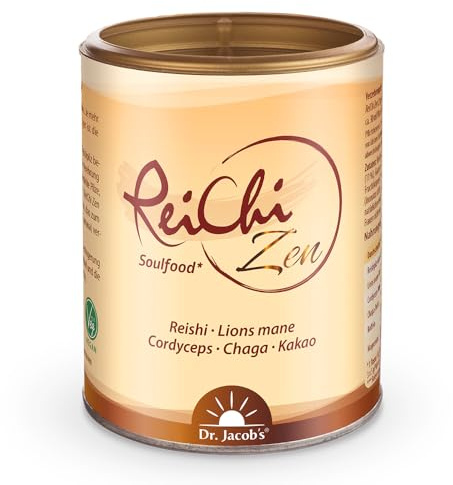 Dr. Jacob’s ReiChi Zen | 70% Pilze – hoher Reishi-Anteil | Mushroom Coffee | Reishi, Chaga, Cordyceps & Lions Mane | Koffein aus Guarana | Magnesium für Nerven & Psyche* | ohne Zusatzstoffe | 150 g