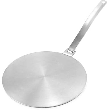 QWORK 9.45 Stainless Steel Induction Heat Diffuser Plate with Handle - Even Heat Distribution Design for Gas, Glass Cooktop & Induction Cooker, Compatible with Various Cookware