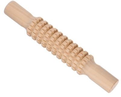 CoCud Holz Tonroller, 21 cm Länge, Holzgitter-Textur, Antihaft-Klar-Textur, ergonomischer Griff, geprägter Nudelholz - (Anwendungen: für Tonbacken, Fondant, DIY)