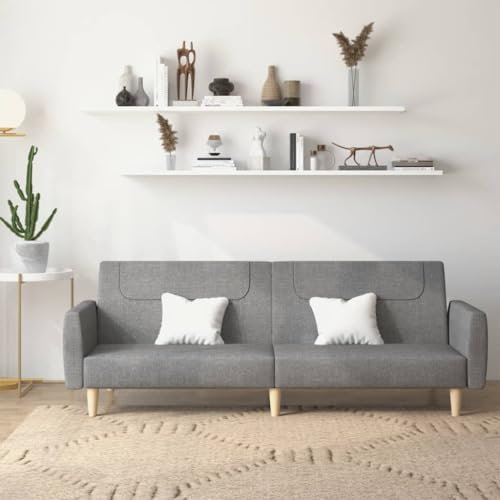 Gecheer 2-Sitzer Schlafsofa Schlafsessel Gästebett Chaiselongue Couch Sofa Bettsofa Polstersofa Loungesofa Hellgrau StoffType 2