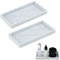 SHBAOCH 2 Pezzi Vassoio Decorativi per Bagno, Rettangolare Vassoio Portaoggetti in Silicone per Sapone Profumi Cosmetici Gioielli (Bianco)