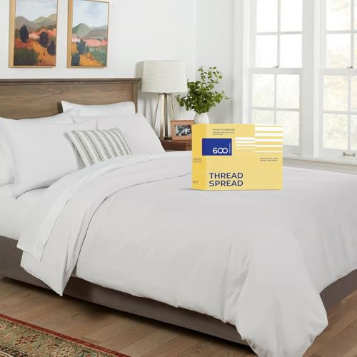 THREAD SPREAD King/California King Duvet Cover, 600 Series Bliss Collection 3Pc Egyptian Cotton Duvet Cover Set, 100% Cotton, 2 Pillow Shams, Zipper Closure, 7 Corner Ties (Silver Grey)