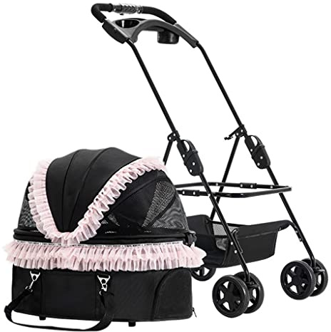 Haustier-Reisekinderwagen, Katzen- und Hundewagen for kleine, mittelgroße Hunde und Katzen, Katzenwagen mit 4 Rädern, zusammenklappbarer Hundewagen, Hundewagen, Kinderwagen, Reiseträger, Trolley mit G