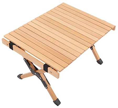 Phefop Klappbarer Campingtisch, Stabiler Campingtisch aus Holz für Camping