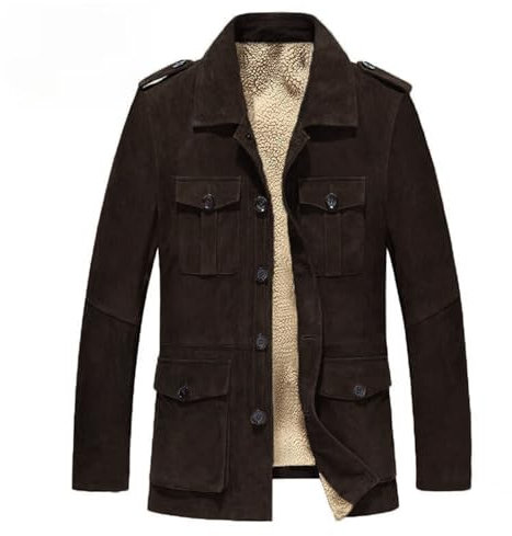 Generisch Autumn And Winter Men's Suede Synthetic Wool And Frost Overcoat Coat Top (Coffee, M), coffee, M